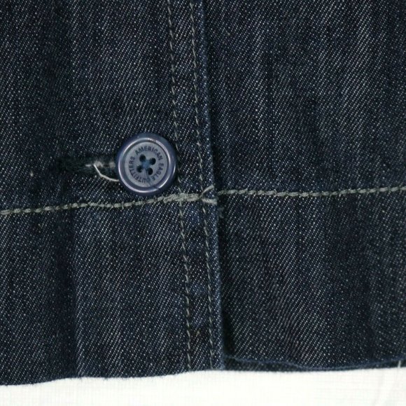 American Eagle Mini‎ Full Pleated Jean Skirt Dark Pockets Buttons 6 - Picture 9 of 9